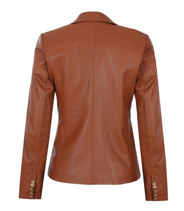 brown leather blazer jacket