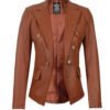 brown leather blazer jacket