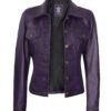 purple leather trucker jacket