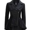 black peplum leather jacket