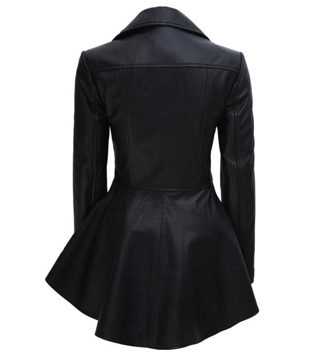 black peplum leather jacket