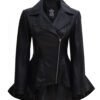 black peplum leather jacket