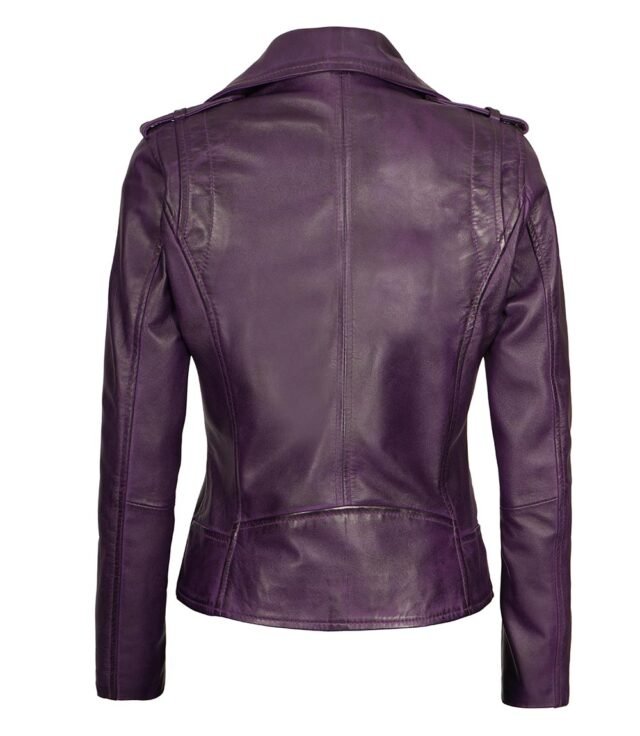 purple motorcycle leather jacket