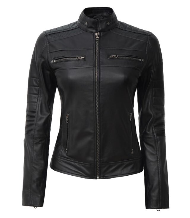 black cafe racer leather jacket