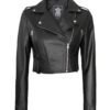 black cropped leather jacket