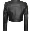 black cropped leather moto jacket