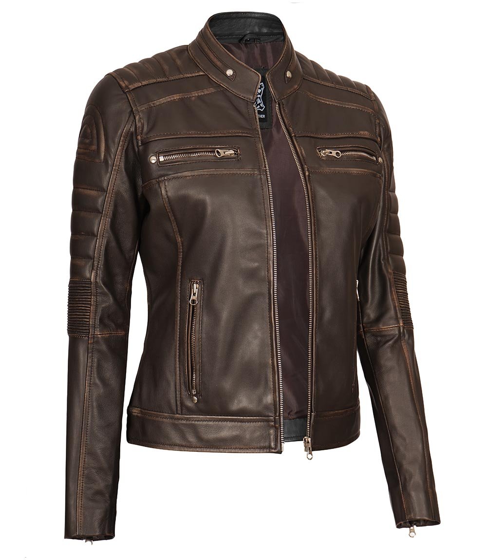 dark brown cafe racer jacket