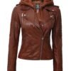 tan leather jacket removable hood