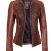 brown textured leather jacket