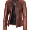 brown textured leather jacket