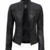 black cafe racer leather jacket