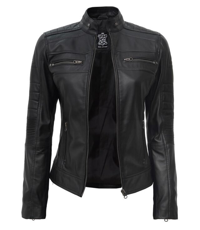 black cafe racer leather jacket