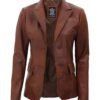 brown leather blazer jacket