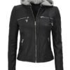 cafe racer leather jacket removable hood