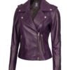 purple motorcycle leather jacket