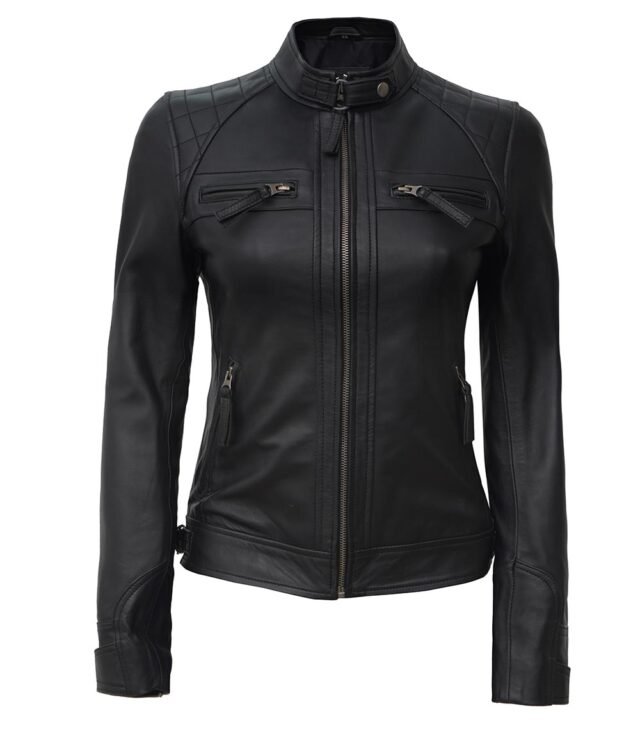 black quilted leather jacket