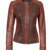 brown textured leather jacket