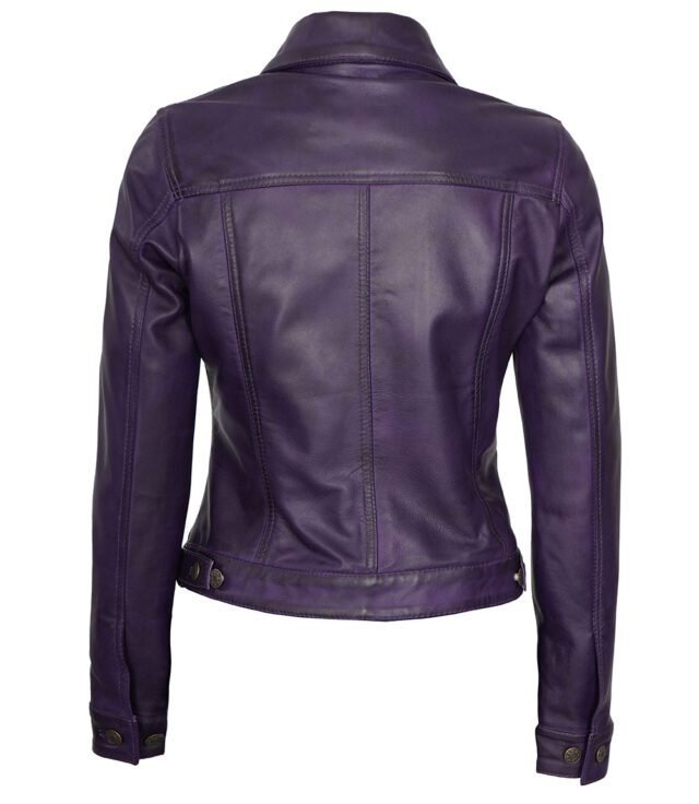 purple leather trucker jacket