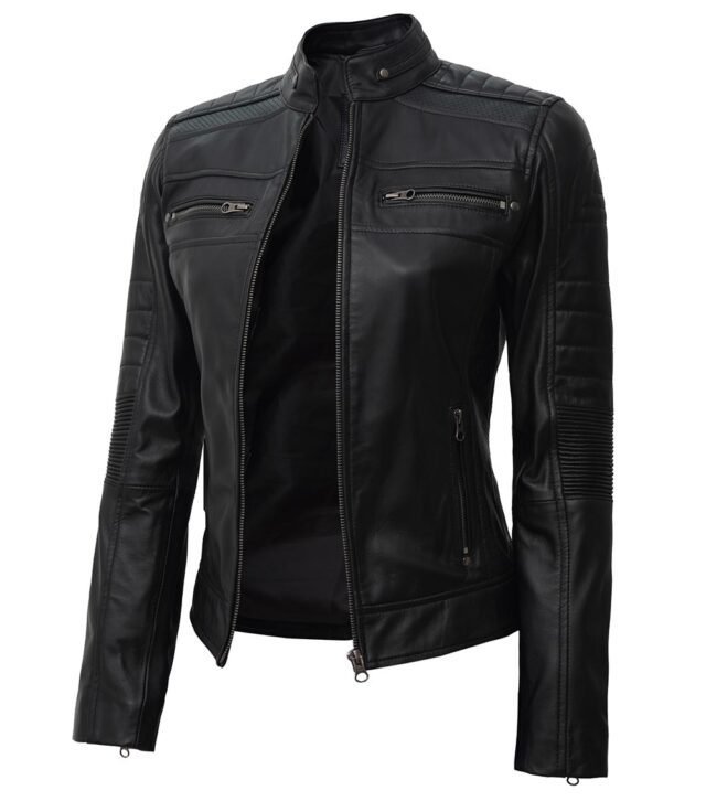 black cafe racer leather jacket