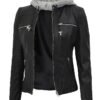 cafe racer leather jacket removable hood