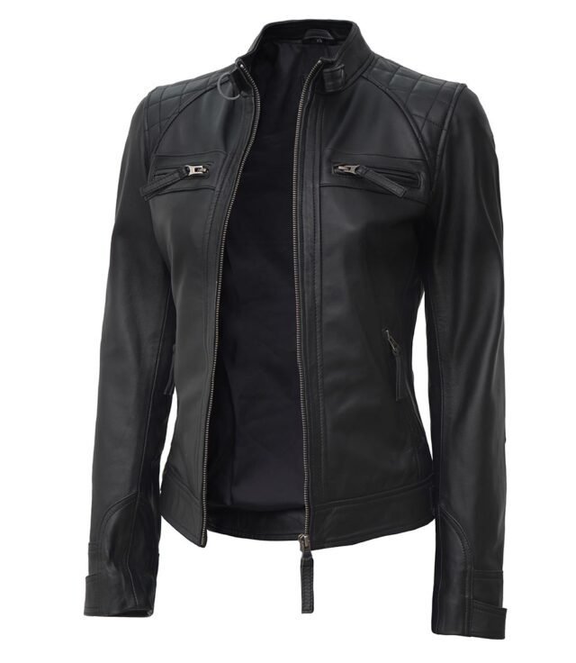 black quilted leather jacket