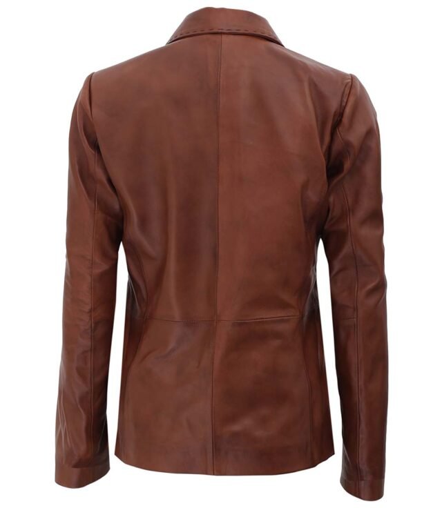 brown leather blazer jacket