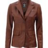 brown leather blazer jacket