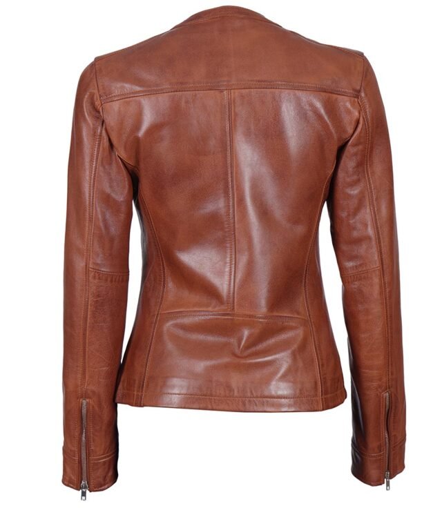 brown textured leather jacket