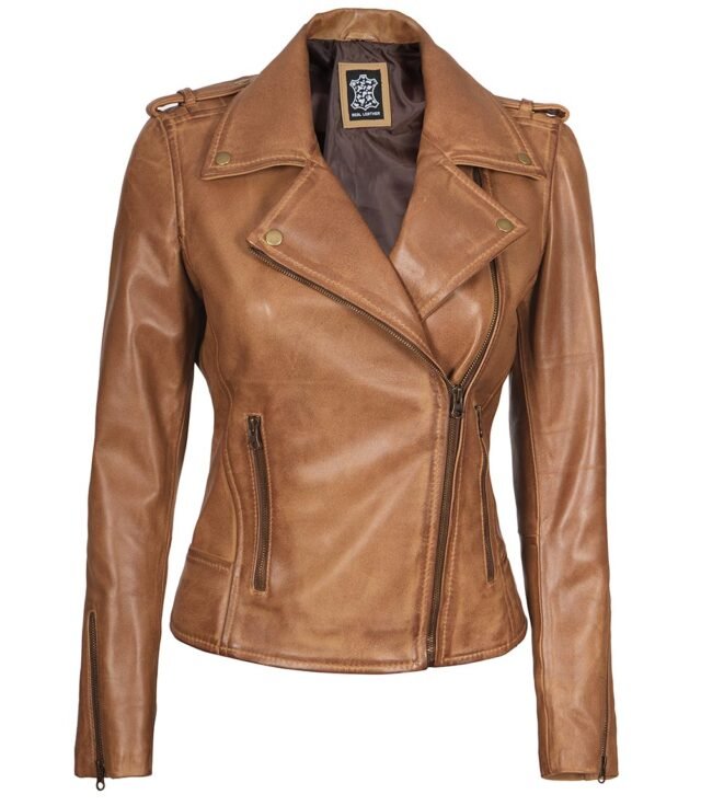 camel brown leather jacket