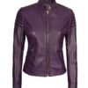 cafe racer purple leather jacket