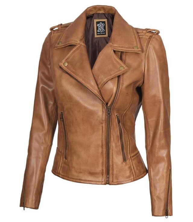 camel brown leather jacket