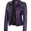 purple leather trucker jacket