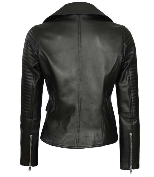 black quilted leather jacket for womens