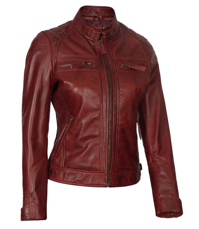 maroon quilted jacket for womens