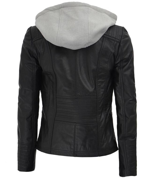 cafe racer leather jacket removable hood