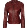 maroon quilted jacket for womens