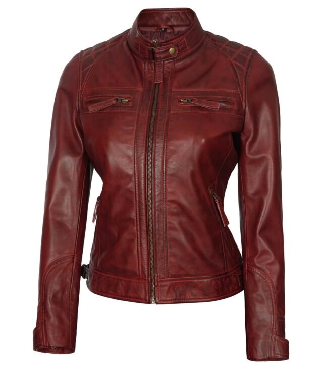 maroon quilted jacket for womens