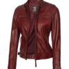 maroon quilted jacket for womens