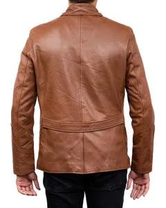 cognac leather blazer