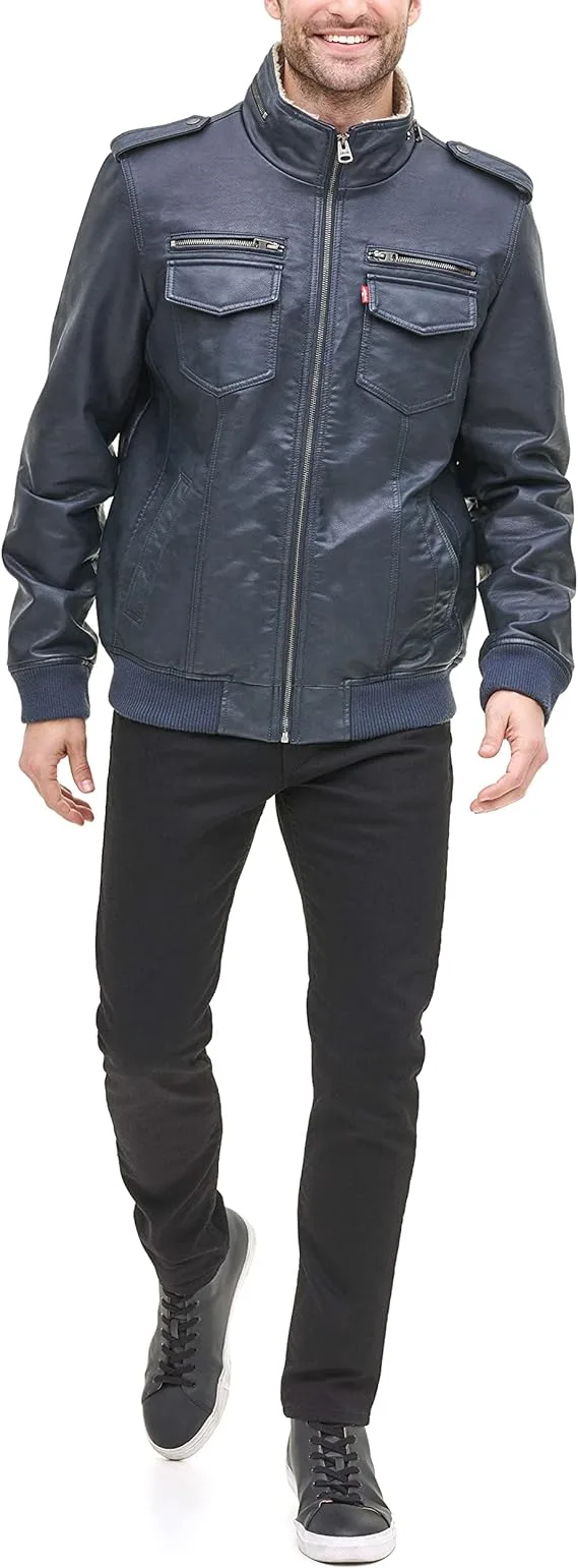 blue faux leather for mens