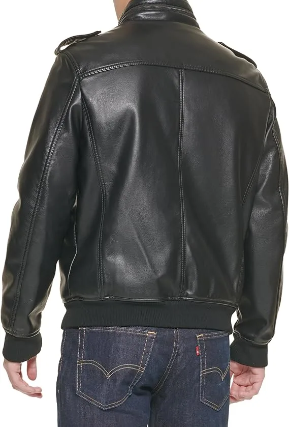 black faux leather for mens