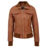 brown bomber leather jacket