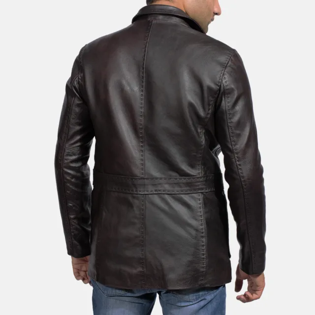 mens brown leather blazer