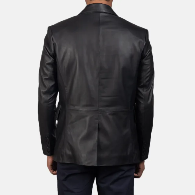 black leather blazer jacket