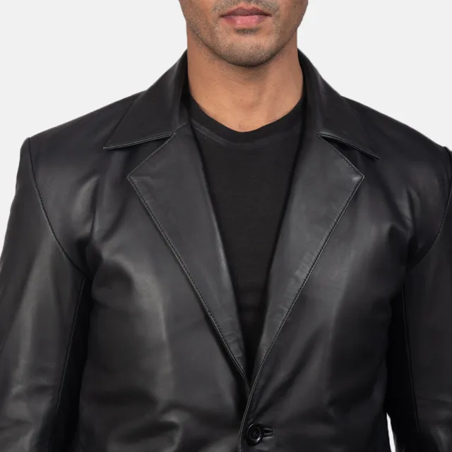 black leather blazer jacket