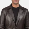 brown leather blazer