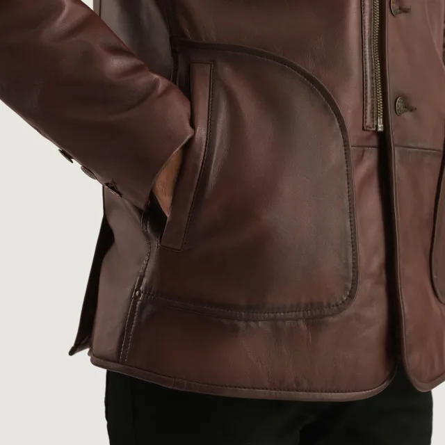 brown leather coat with fur