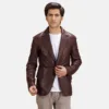 maroon leather blazer