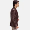 maroon leather blazer