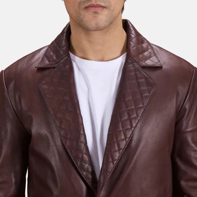 maroon leather blazer